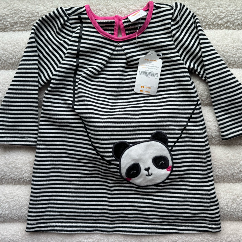 Gymboree baby girl striped panda dress 6-12 months